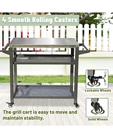 Boyel Living 3-Shelf Outdoor Grill Table, Grill Cart with Wheels, Outdoor Pizza Oven and Food Prep Table, Blackstone Table with Stainless Steel Tablet