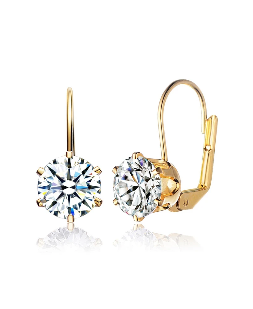 Sterling Silver Cubic Zirconia Classic Leverback Earrings