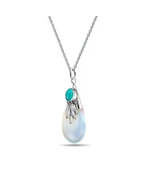 Bling Jewelry Western Jewelry Tribal Blue Turquoise Opalite Teardrop Pendant Necklace Silver