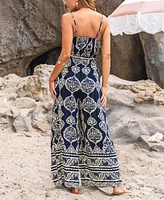Cupshe Women's Boho Print Spaghetti Strap Split-Leg Jumpsuit