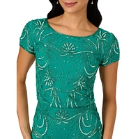 Adrianna Papell Petite Floral Sequin Gown