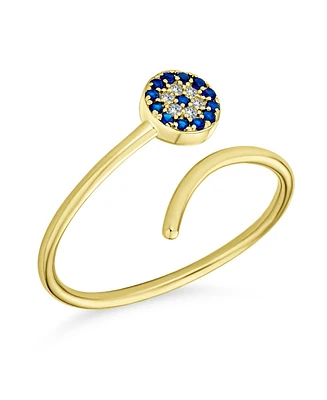 Bling Jewelry Minimalist Delicate Cz Accent Knuckle Thin 1MM Band Stackable Hamsa Midi Ring Yellow Gold Plated .925 Sterling Silver