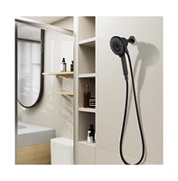 Rainsken High Pressure Shower Heads 6 Spray Mode, Magnetic Shower Head for Bathroom, Matte Black Handheld Shower with 60 inch Stainless Steel Hose