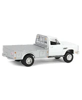 1/64 1985 Ram W350 Dually Flatbed Pickup Truck White with Silver Flatbed 51576-c
