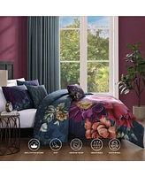 Bebejan Vibrant Flora Bedding 100% Cotton Sateen 5 Piece King Size Reversible Comforter Set