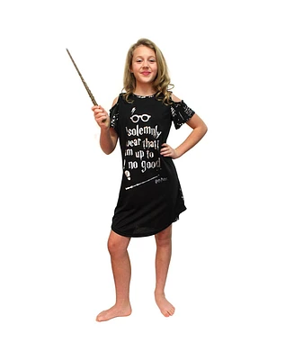 Intimo Girls' Harry Potter "Solemnly Swear" Cold Shoulder Kids Nightgown Pajama