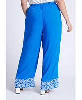 Eloquii Plus Embroidered Hem Pull On Pant