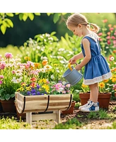 Slickblue Outdoor Wooden Planter with Legs for Flower Herb Vegetable Fruit