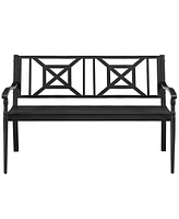 Weather Resistant Patio Bench with Steel Frame for Garden Deck or Balcony