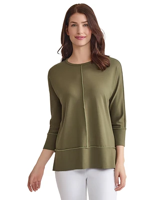 Jones New York Women's Exposed Seam 3/4-Sleeve Top