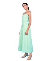 endless rose Women's Folded Strapless Linen Maxi Dress