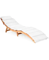 Gymax Outdoor Folding Chaise Eucalyptus Lounge Chair w/ Double-sided Cushion