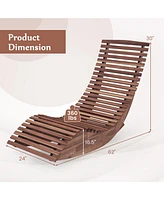 Gymax Acacia Wood Patio Chaise Lounge Chair Outdoor Rocking Chair w/ Slatted Design