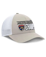 Fanatics Men's Gray/White Florida Panthers 2025 Nhl Eastern Conference Champions Locker Room Adjustable Hat