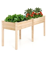 Slickblue Outdoor Raised Garden Bed with Divider Panel and Drainage Holes