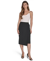 Halston Women's Soft Suiting Faux-Wrap Skirt