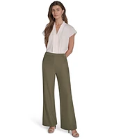 Halston Women's Soft Suiting Wide-Leg Pull-On Pants