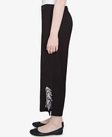 Ruby Rd. Petite Soft Tropical Fern Embroidered Capri Pants