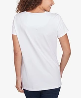 Ruby Rd. Petite Scoop Neck Palm Print T Shirt
