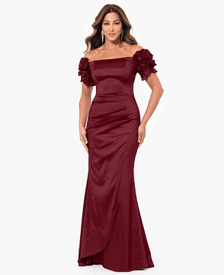 Xscape Petites Straight-Neckline Long Sheath Dress
