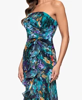 Xscape Petites Printed Straight-Neck Sleeveless Maxi Dress