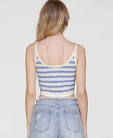 Avec Les Filles Women's Cropped Crotchet Heart Top