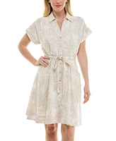 Taylor Women's Short-Sleeve Sash-Tie A-Line Dress