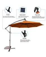 10 Ft Cantilever Patio Umbrella with Lights Offset Patio Umbrella Crank Large Outdoor Umbrella Pool Umbrella for Backyard Garden Deck Pool Without Bas