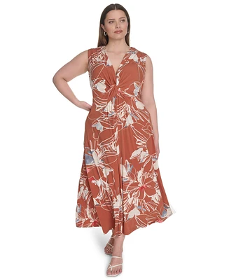 Calvin Klein Plus Sleeveless V-Neck Midi Dress