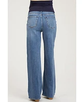 Pinkblush Blue Wide Leg Maternity Jeans