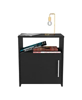 Depot E-shop Omaha Nightstand, Single Door Cabinet, Metal Handle, One Shelf, Superior Top