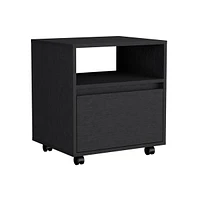 Depot E-shop Wasilla Nightstand with Open Shelf, 1 Drawer and Casters