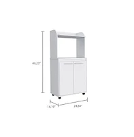Depot E-shop Lucca Kitchen Cart, Double Door Cabinet, One Open Shelf, Two Interior Shelves