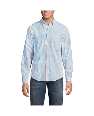 Lands' End Men's Long Sleeve Seersucker Shirt