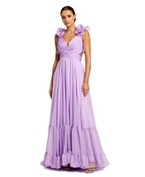 Mac Duggal Women's Ruffle Tiered Cut-Out Chiffon Gown