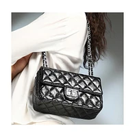 Women's The Quilted-Chainlink Sling Bag - Onyx Black