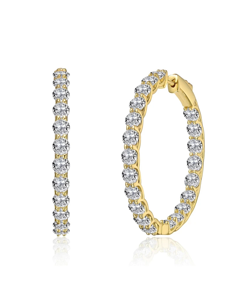 Clear Cubic Zirconia Accent Hoop Earrings