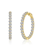 Clear Cubic Zirconia Accent Hoop Earrings