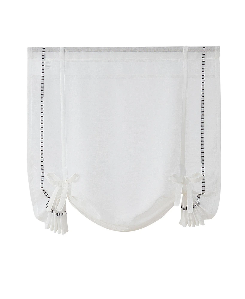 Kate Aurora Rod Pocket Textured Yarn Sheer Tie Up Balloon Curtain Window Panel - 63 in. Long