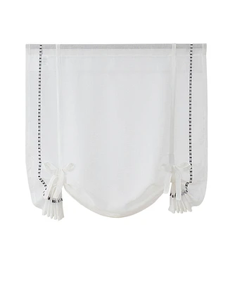 Kate Aurora Rod Pocket Textured Yarn Sheer Tie Up Balloon Curtain Window Panel - 63 in. Long