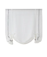 Kate Aurora Rod Pocket Textured Yarn Sheer Tie Up Balloon Curtain Window Panel - 63 in. Long