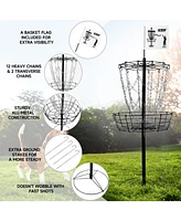 Portable 12-Chain,Disc Golf Targets Basket, Metal Flying Disc Practice Basket(Black/Blue/Orange/Red)
