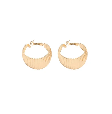 Sohi Women's Gold Ripple Hoop Earrings