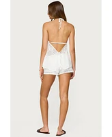Edikted Women's Arlie Floral Texured Sheer Halter Top