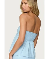 Edikted Women's Avalai Linen Look Strapless Babydoll Top
