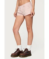 Edikted Women's Monty Plaid Micro Shorts