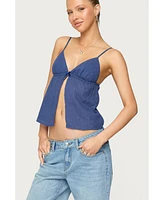 Edikted Women's Otis Eyelet Split Front Tank Top