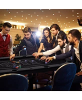 Foldable Poker Table for 8 Players Portable Oval Card Board Game Table