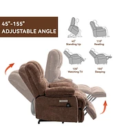 Casainc 23"W Seat High-Back Chenille Power Lift Recliner Chair with 8-Point Vibration Massage and Lumbar Heating