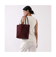 Women's The Veloure Tote Bag - Burgundy Red